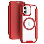 For iPhone 16 RFID Blocking Adsorption Flip MagSafe Leather Phone Case(Red)