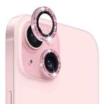 For iPhone 15 / 15 Plus NORTHJO Camera Lens Protector Tempered Glass Bling Glitter Metal Ring Film(Pink)