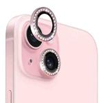 For iPhone 15 / 15 Plus NORTHJO Camera Lens Protector Tempered Glass Metal Rhinestone Ring Film(Pink)