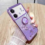 For Xiaomi Redmi Note 13R Pro Gradient Glitter Immortal Flower Ring All-inclusive Phone Case(Purple)