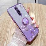 For Xiaomi Redmi K30 Gradient Glitter Immortal Flower Ring All-inclusive Phone Case(Purple)