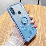 For Xiaomi Mi 8 Gradient Glitter Immortal Flower Ring All-inclusive Phone Case(Blue)