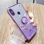 For Xiaomi Mi 8 Gradient Glitter Immortal Flower Ring All-inclusive Phone Case(Purple)