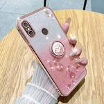 For Xiaomi Mi 8 Gradient Glitter Immortal Flower Ring All-inclusive Phone Case(Pink)