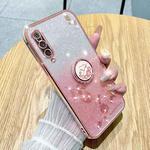 For Xiaomi Mi 9 Gradient Glitter Immortal Flower Ring All-inclusive Phone Case(Pink)