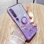 For Xiaomi Mi 10 Gradient Glitter Immortal Flower Ring All-inclusive Phone Case(Purple)