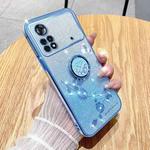 For Xiaomi Poco X4 Pro 5G Gradient Glitter Immortal Flower Ring All-inclusive Phone Case(Blue)
