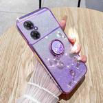 For Xiaomi Poco M5 5G Gradient Glitter Immortal Flower Ring All-inclusive Phone Case(Purple)