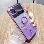 For Xiaomi Poco C40 4G Gradient Glitter Immortal Flower Ring All-inclusive Phone Case(Purple)