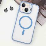 For  iPhone 14 Plus MagSafe Acrylic Hybrid TPU Holder Phone Case with Lens film(Light Blue)