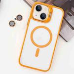 For  iPhone 14 Plus MagSafe Acrylic Hybrid TPU Holder Phone Case with Lens film(Orange)