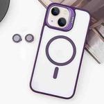 For iPhone 14 MagSafe Acrylic Hybrid TPU Holder Phone Case with Lens film(Purple)