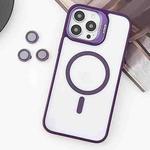 For iPhone 14 Pro MagSafe Acrylic Hybrid TPU Holder Phone Case with Lens film(Purple)