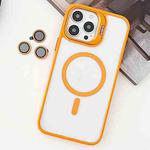 For iPhone 13 Pro MagSafe Acrylic Hybrid TPU Holder Phone Case with Lens film(Orange)