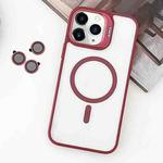 For iPhone 11 Pro Max MagSafe Acrylic Hybrid TPU Holder Phone Case with Lens film(Red)