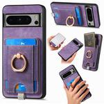 For Google Pixel 6 Pro Retro Splitable Magnetic Card Bag Leather Phone Case(Purple)