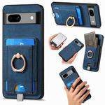 For Google Pixel 6A Retro Splitable Magnetic Card Bag Leather Phone Case(Blue)