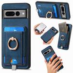 For Google Pixel 7 Pro Retro Splitable Magnetic Card Bag Leather Phone Case(Blue)