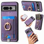 For Google Pixel 7A Retro Splitable Magnetic Card Bag Leather Phone Case(Purple)