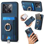 For OnePlus 10T Retro Splitable Magnetic Card Bag Leather Phone Case(Blue)