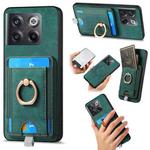 For OnePlus 10T Retro Splitable Magnetic Card Bag Leather Phone Case(Green)