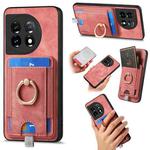 For OnePlus 11 Retro Splitable Magnetic Card Bag Leather Phone Case(Pink)