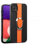 For Samsung Galaxy A22 5G Magnetic Litchi Leather Back Phone Case with Holder(Orange)