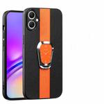 For Samsung Galaxy A04 4G Magnetic Litchi Leather Back Phone Case with Holder(Orange)