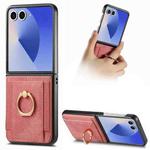 For Samsung Galaxy Z Flip7 5G Retro Skin-feel Ring Card Bag Phone Case(Pink)