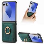For Samsung Galaxy Z Flip7 5G Retro Skin-feel Ring Card Bag Phone Case(Green)