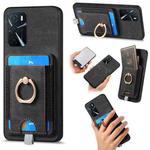 For OPPO A16 Retro Splitable Magnetic Card Bag Leather Phone Case(Black)