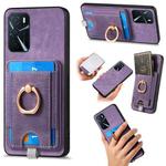 For OPPO A16 Retro Splitable Magnetic Card Bag Leather Phone Case(Purple)