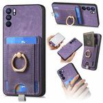 For OPPO Reno6 5G Retro Splitable Magnetic Card Bag Leather Phone Case(Purple)