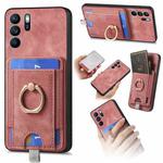 For OPPO Reno6 Z Retro Splitable Magnetic Card Bag Leather Phone Case(Pink)