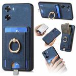 For OPPO A57 4G Retro Splitable Magnetic Card Bag Leather Phone Case(Blue)