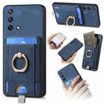 For OPPO F19 / A74 4G Retro Splitable Magnetic Card Bag Leather Phone Case(Blue)