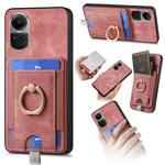 For OPPO Reno10 5G Global Retro Splitable Magnetic Card Bag Leather Phone Case(Pink)
