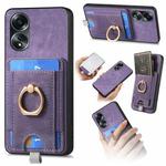 For OPPO A58 4G Retro Splitable Magnetic Card Bag Leather Phone Case(Purple)
