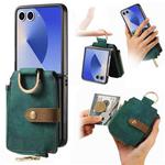 For Samsung Galaxy Z Flip 7 5G Retro Ring Vertical Zipper Wallet Phone Case(Green)