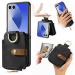 For Samsung Galaxy Z Flip 7 5G Retro Ring Vertical Zipper Wallet Phone Case(Black)
