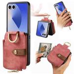 For Samsung Galaxy Z Flip 7 5G Retro Ring Vertical Zipper Wallet Phone Case(Pink)