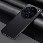 For vivo X100 Pro Plain-leather All-inclusive Shockproof Phone Case(Black)