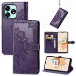 For Umidigi A15 Mandala Flower Embossed Leather Phone Case(Purple)