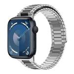 For Apple Watch Series 9 45mm Bamboo Magnetic Stainless Steel Metal Watch Strap(Silver Black)