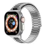 For Apple Watch Ultra 49mm  Bamboo Magnetic Stainless Steel Metal Watch Strap(Silver Black)
