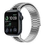 For Apple Watch SE 2022 44mm Bamboo Magnetic Stainless Steel Metal Watch Strap(Silver Black)