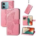 For Xiaomi Redmi Note 13  5G Butterfly Love Flower Embossed Leather Phone Case(Pink)