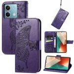 For Xiaomi Redmi Note 13  5G Butterfly Love Flower Embossed Leather Phone Case(Purple)