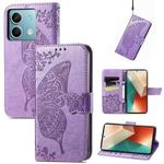 For Xiaomi Redmi Note 13  5G Butterfly Love Flower Embossed Leather Phone Case(Lavender)