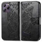 For Blackview A96 Butterfly Love Flower Embossed Leather Phone Case(Black)